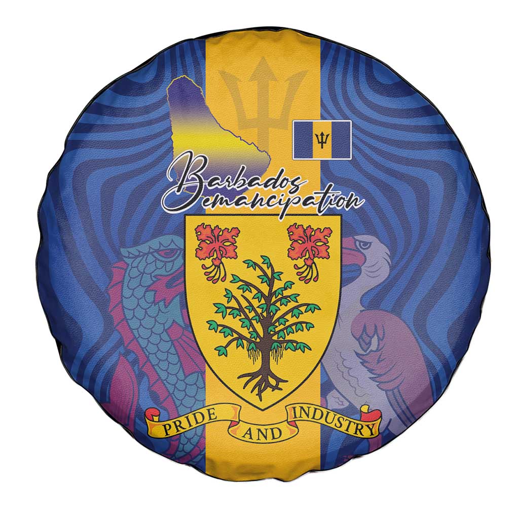 Barbados Emancipation Day Spare Tire Cover Coat of Arms and Map National Flag Style - Wonder Print Shop