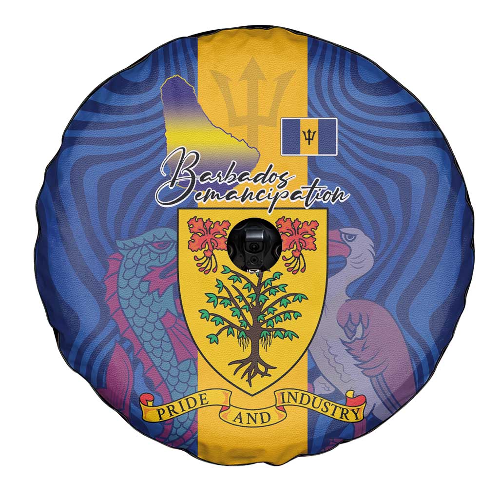 Barbados Emancipation Day Spare Tire Cover Coat of Arms and Map National Flag Style - Wonder Print Shop
