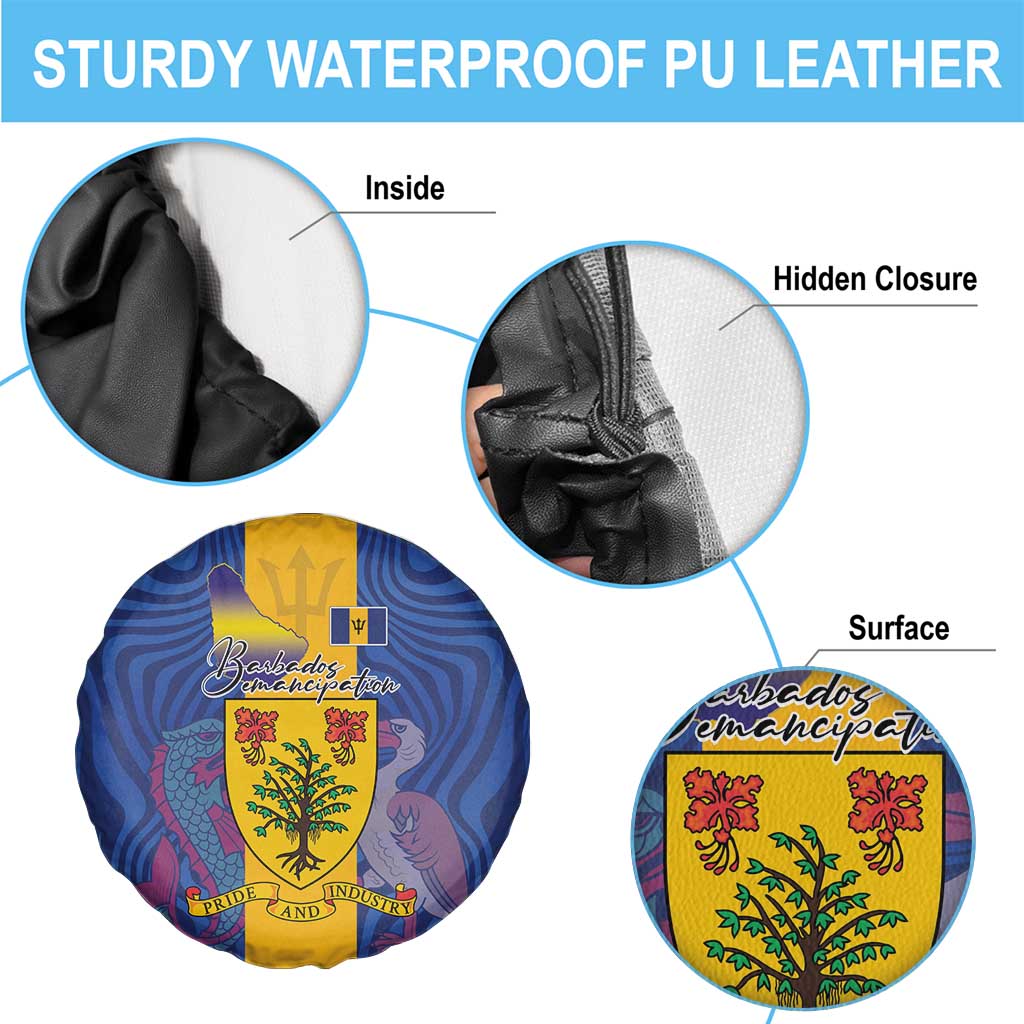 Barbados Emancipation Day Spare Tire Cover Coat of Arms and Map National Flag Style - Wonder Print Shop