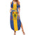 Personalised Barbados Emancipation Day Summer Maxi Dress Coat of Arms and Map National Flag Style - Wonder Print Shop