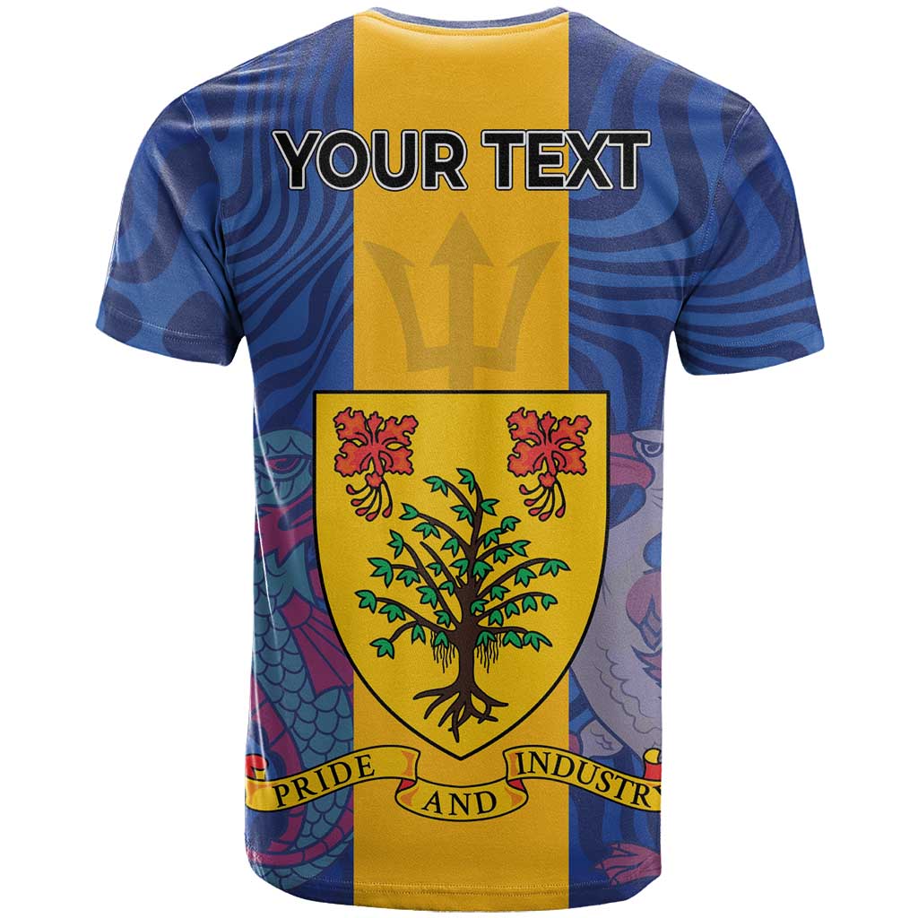 Personalised Barbados Emancipation Day T Shirt Coat of Arms and Map National Flag Style - Wonder Print Shop