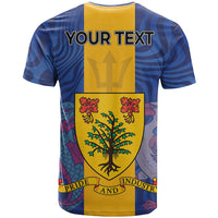 Personalised Barbados Emancipation Day T Shirt Coat of Arms and Map National Flag Style - Wonder Print Shop