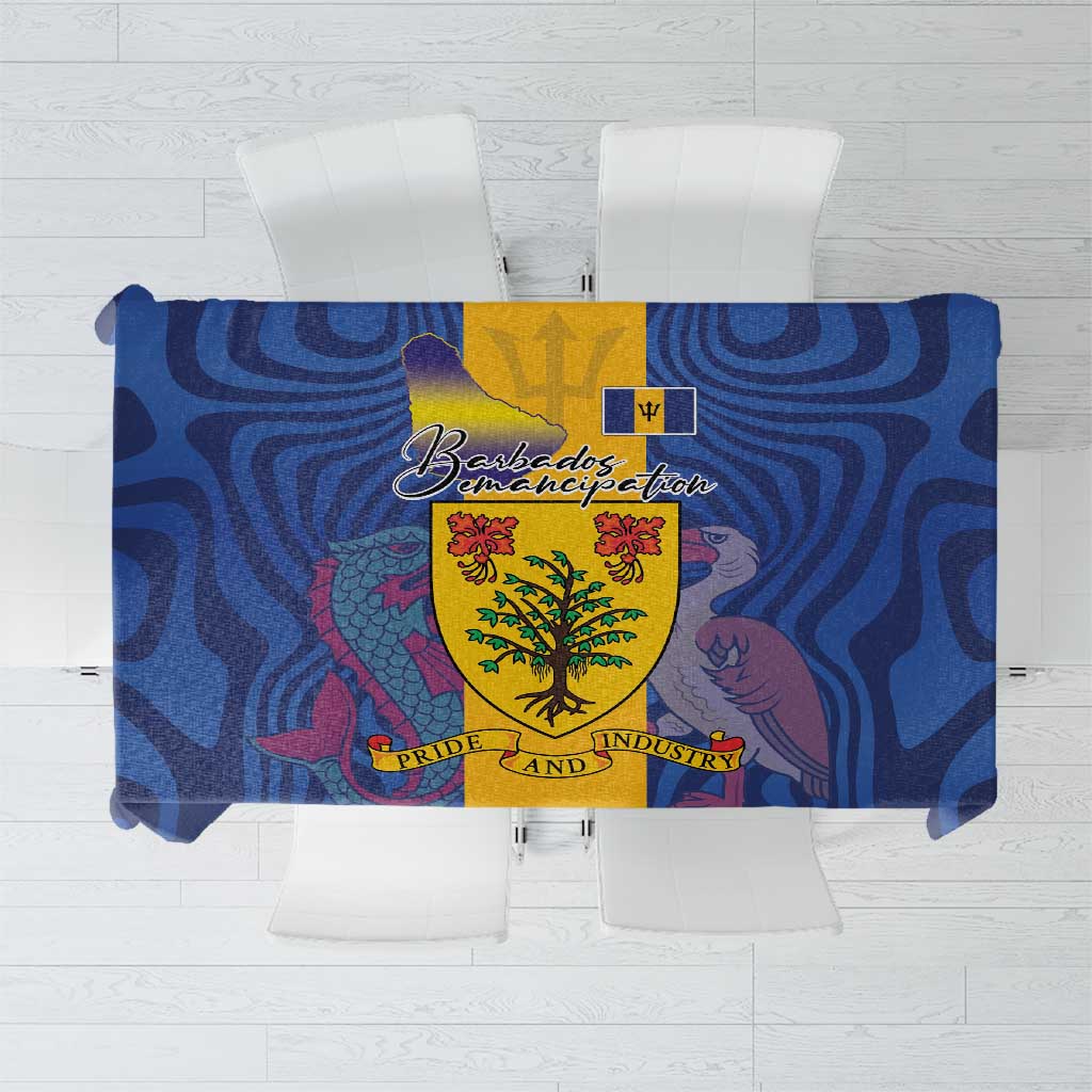 Barbados Emancipation Day Tablecloth Coat of Arms and Map National Flag Style - Wonder Print Shop
