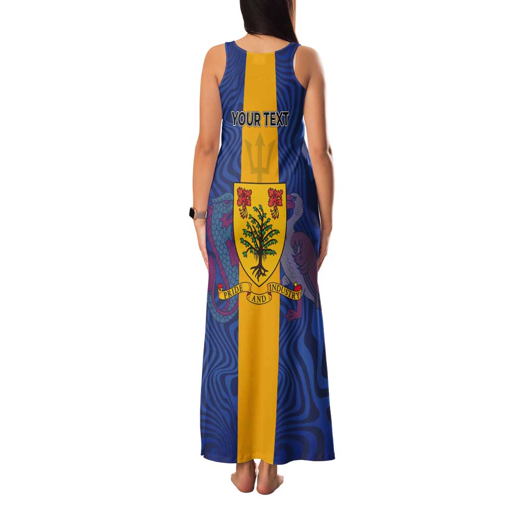 Personalised Barbados Emancipation Day Tank Maxi Dress Coat of Arms and Map National Flag Style - Wonder Print Shop