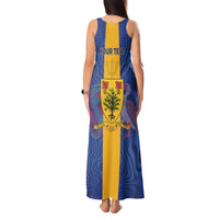 Personalised Barbados Emancipation Day Tank Maxi Dress Coat of Arms and Map National Flag Style - Wonder Print Shop