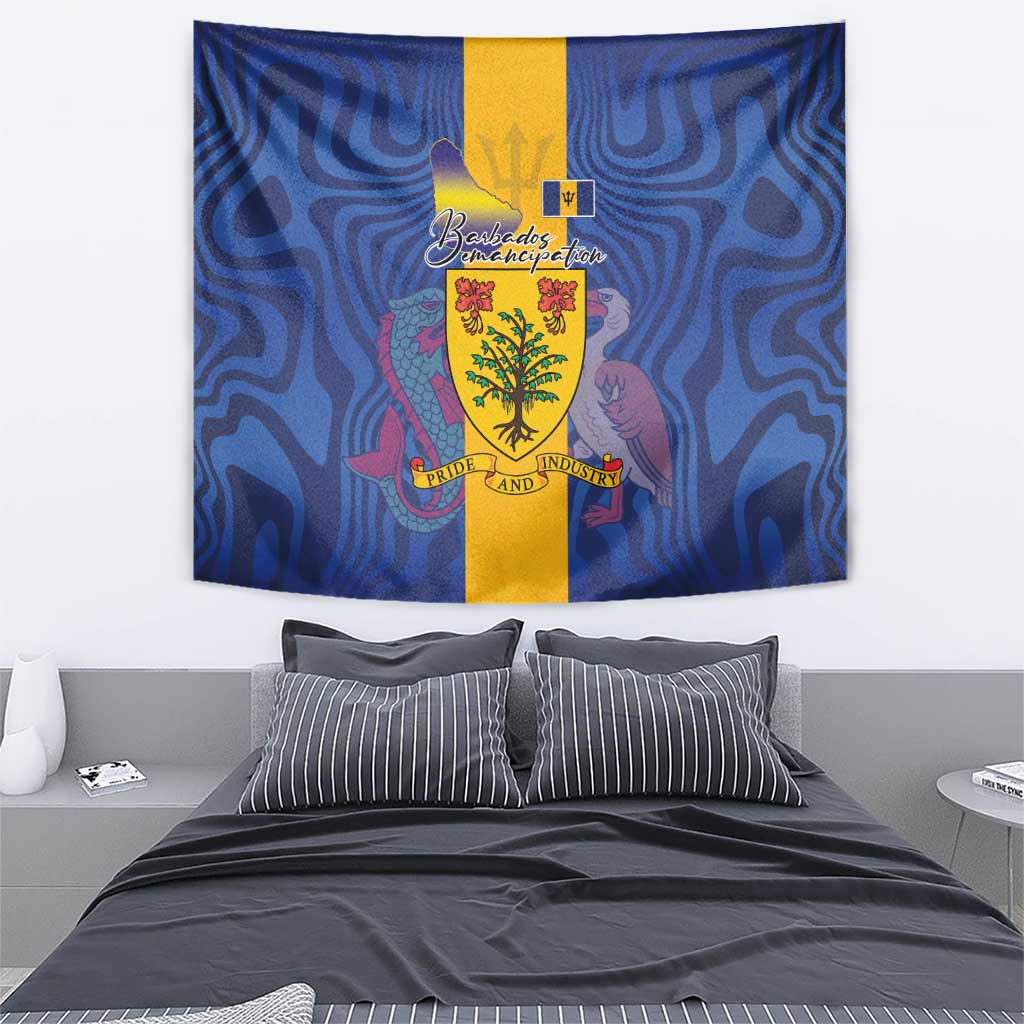 Barbados Emancipation Day Tapestry Coat of Arms and Map National Flag Style - Wonder Print Shop