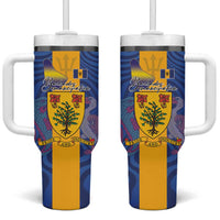 Barbados Emancipation Day Tumbler With Handle Coat of Arms and Map National Flag Style - Wonder Print Shop