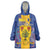 Personalised Barbados Emancipation Day Wearable Blanket Hoodie Coat of Arms and Map National Flag Style - Wonder Print Shop