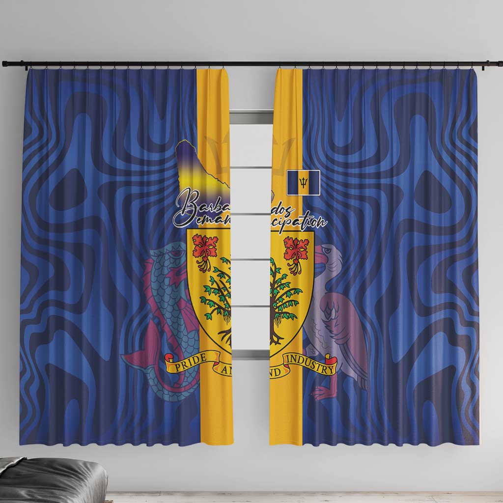 Barbados Emancipation Day Window Curtain Coat of Arms and Map National Flag Style - Wonder Print Shop