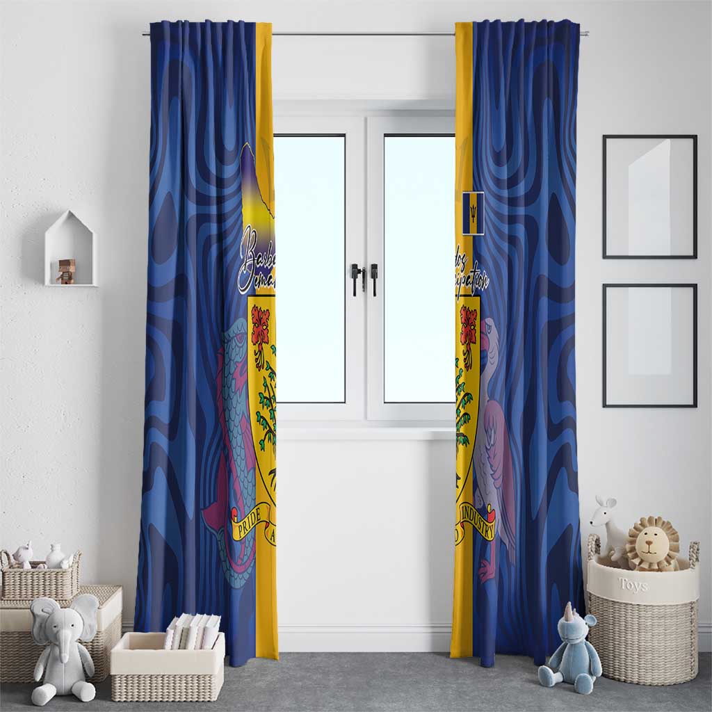 Barbados Emancipation Day Window Curtain Coat of Arms and Map National Flag Style - Wonder Print Shop