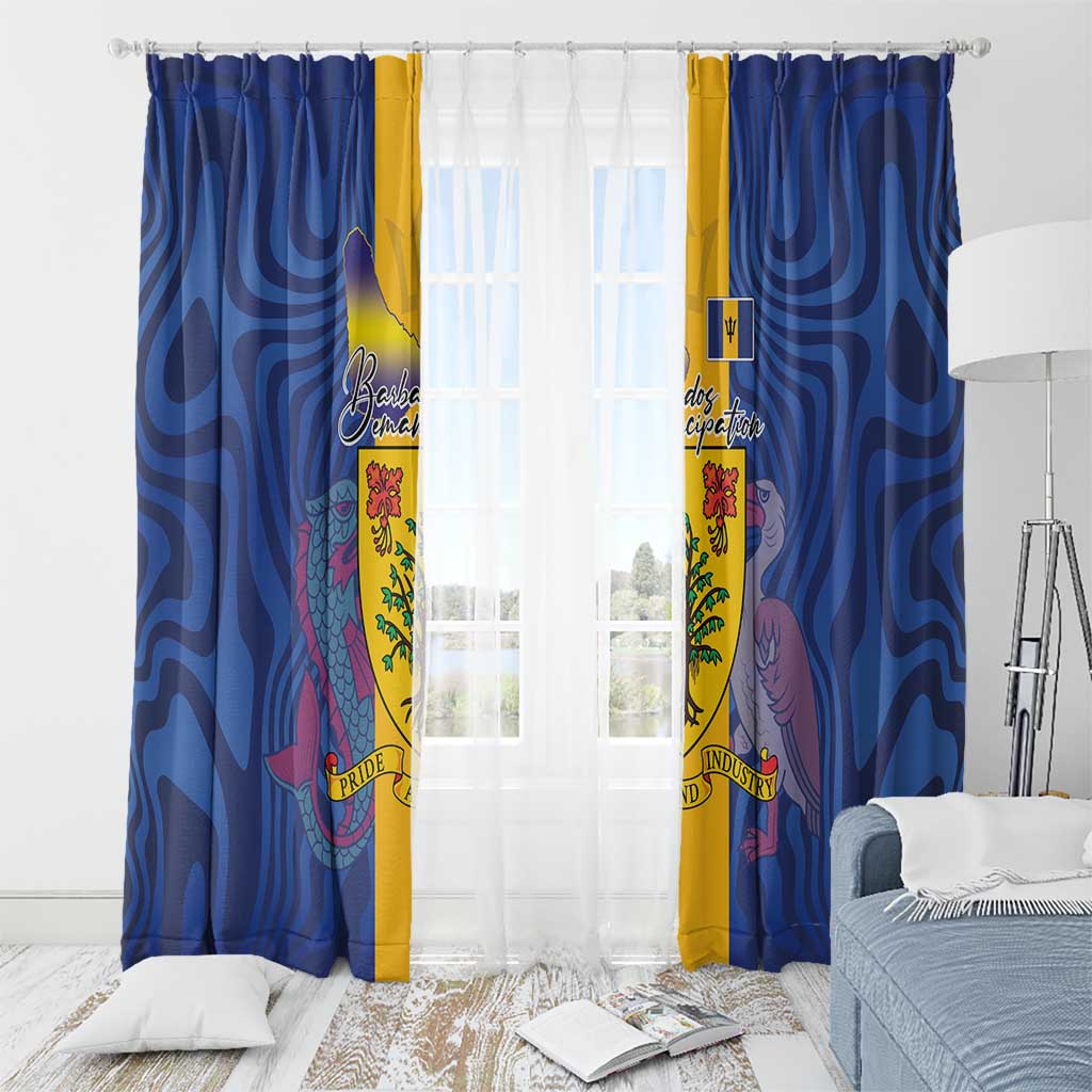 Barbados Emancipation Day Window Curtain Coat of Arms and Map National Flag Style - Wonder Print Shop