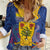 Personalised Barbados Emancipation Day Women Casual Shirt Coat of Arms and Map National Flag Style - Wonder Print Shop