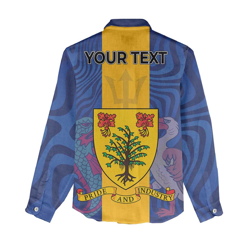 Personalised Barbados Emancipation Day Women Casual Shirt Coat of Arms and Map National Flag Style - Wonder Print Shop