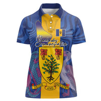 Personalised Barbados Emancipation Day Women Polo Shirt Coat of Arms and Map National Flag Style - Wonder Print Shop