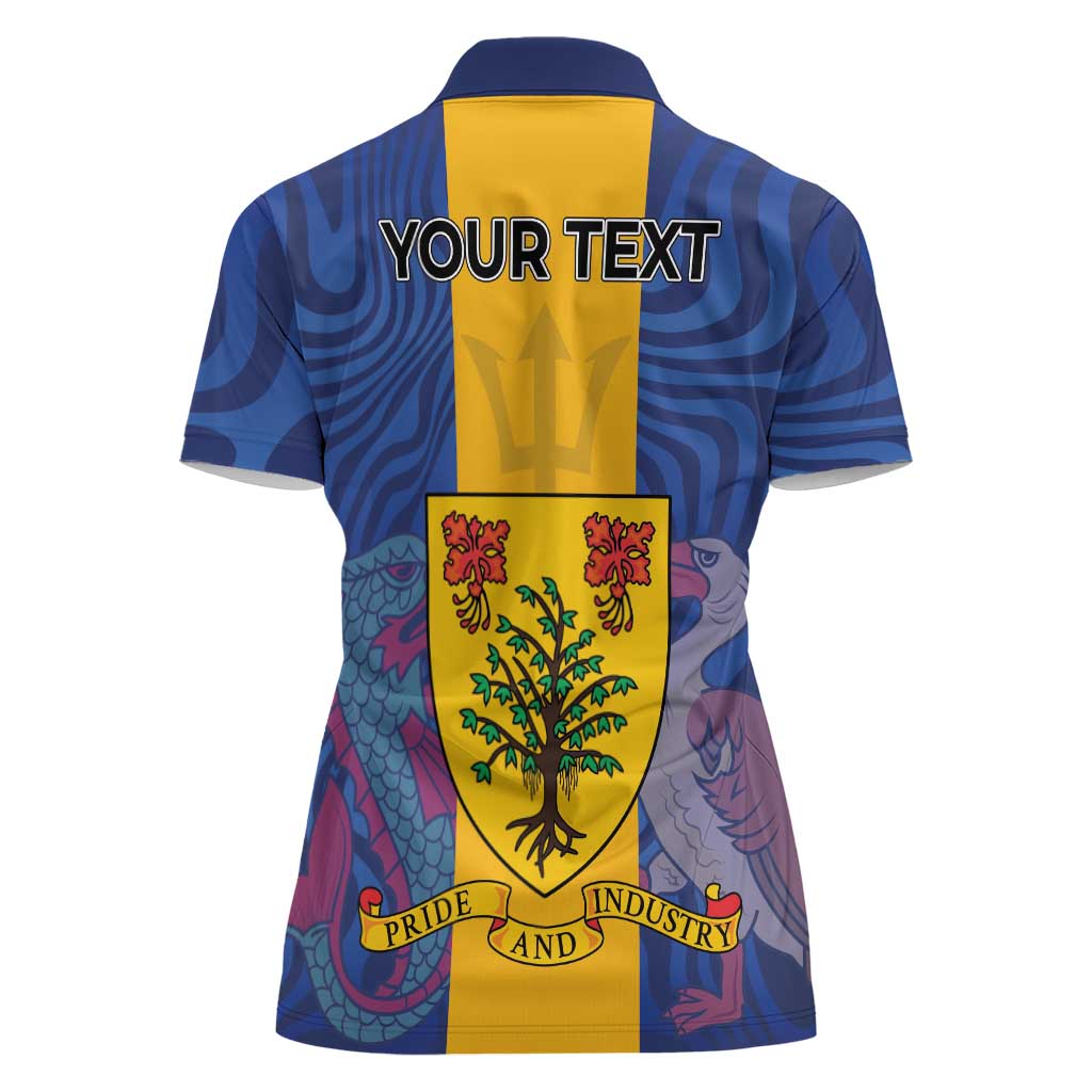 Personalised Barbados Emancipation Day Women Polo Shirt Coat of Arms and Map National Flag Style - Wonder Print Shop