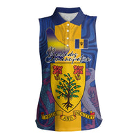 Personalised Barbados Emancipation Day Women Sleeveless Polo Shirt Coat of Arms and Map National Flag Style - Wonder Print Shop