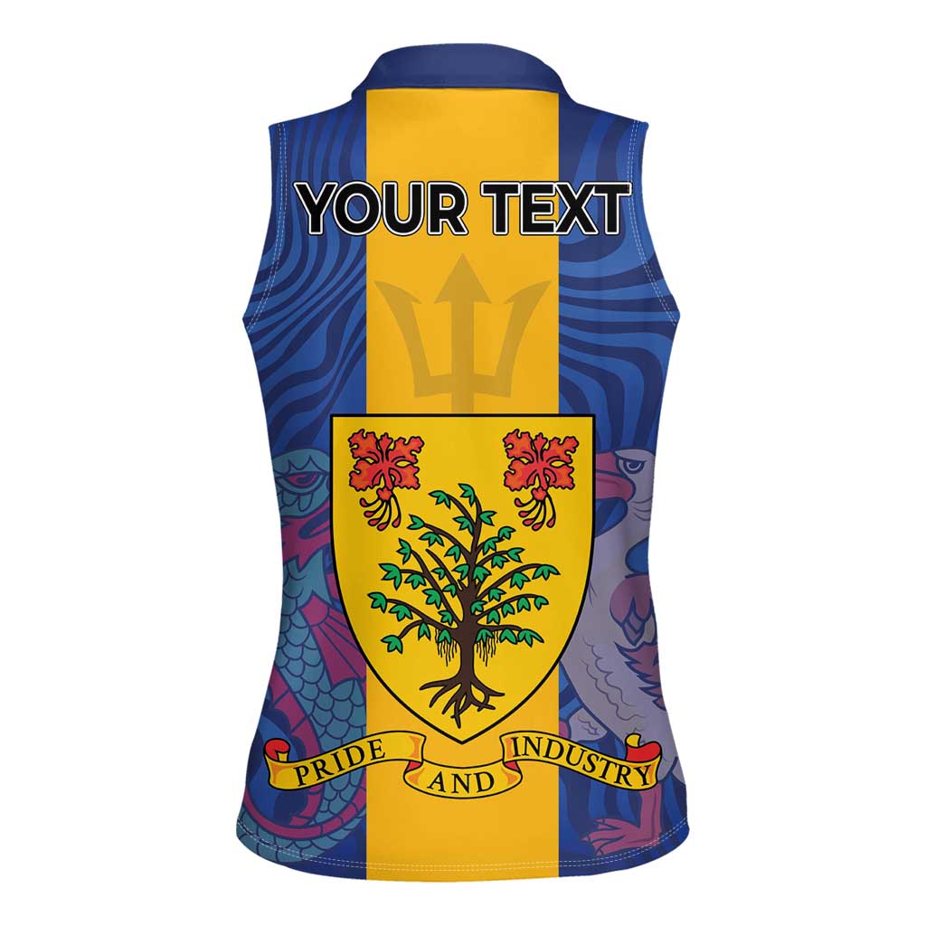 Personalised Barbados Emancipation Day Women Sleeveless Polo Shirt Coat of Arms and Map National Flag Style - Wonder Print Shop