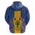 Personalised Barbados Emancipation Day Zip Hoodie Coat of Arms and Map National Flag Style - Wonder Print Shop