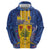 Personalised Barbados Emancipation Day Zip Hoodie Coat of Arms and Map National Flag Style - Wonder Print Shop