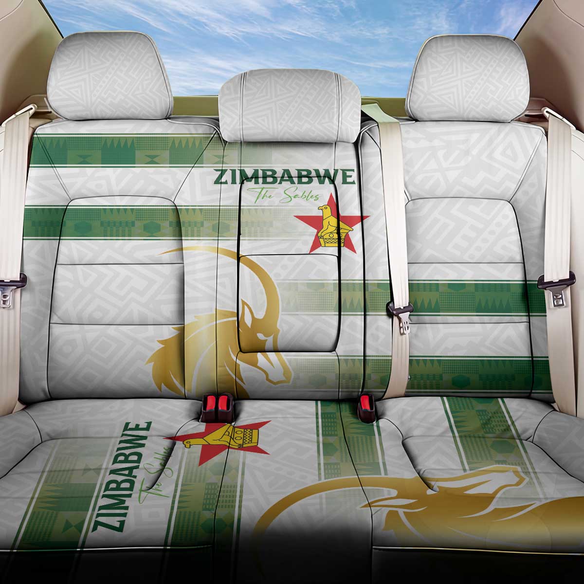 Zimbabwe Rugby The Champions 2025 Back Car Seat Cover The Gold Sables Version - Wonder Print Shop