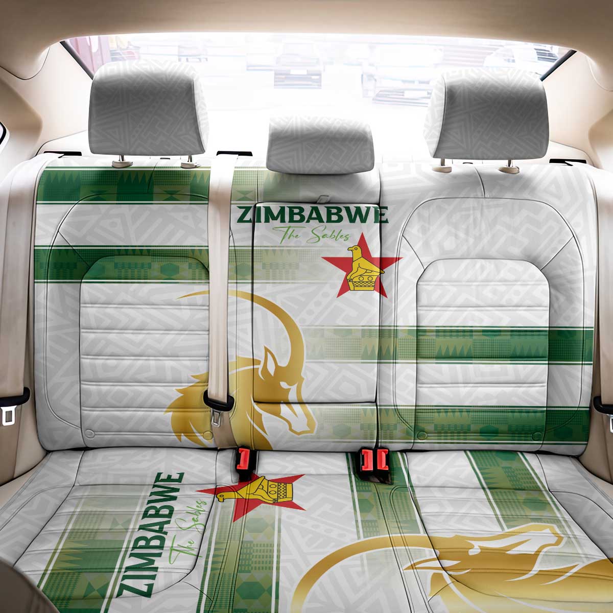 Zimbabwe Rugby The Champions 2025 Back Car Seat Cover The Gold Sables Version - Wonder Print Shop