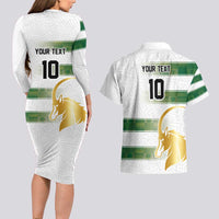 Custom Zimbabwe Rugby The Champions 2025 Couples Matching Long Sleeve Bodycon Dress and Hawaiian Shirt The Gold Sables Version - Wonder Print Shop