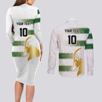 Custom Zimbabwe Rugby The Champions 2025 Couples Matching Long Sleeve Bodycon Dress and Long Sleeve Button Shirt The Gold Sables Version - Wonder Print Shop