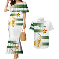 Custom Zimbabwe Rugby The Champions 2025 Couples Matching Mermaid Dress and Hawaiian Shirt The Gold Sables Version - Wonder Print Shop