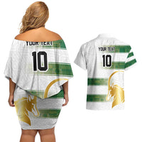 Custom Zimbabwe Rugby The Champions 2025 Couples Matching Off Shoulder Short Dress and Hawaiian Shirt The Gold Sables Version - Wonder Print Shop