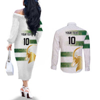 Custom Zimbabwe Rugby The Champions 2025 Couples Matching Off The Shoulder Long Sleeve Dress and Long Sleeve Button Shirt The Gold Sables Version - Wonder Print Shop