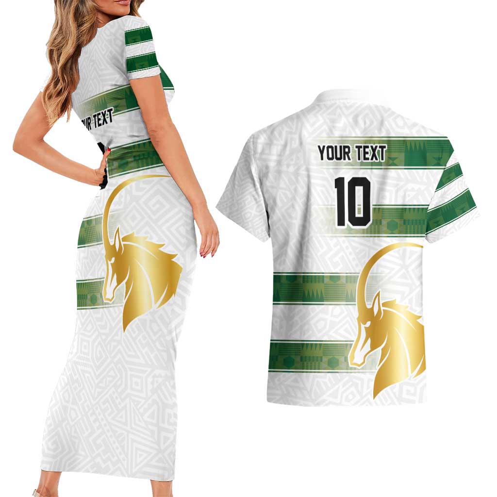 Custom Zimbabwe Rugby The Champions 2025 Couples Matching Short Sleeve Bodycon Dress and Hawaiian Shirt The Gold Sables Version - Wonder Print Shop