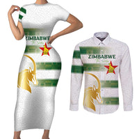 Custom Zimbabwe Rugby The Champions 2025 Couples Matching Short Sleeve Bodycon Dress and Long Sleeve Button Shirt The Gold Sables Version - Wonder Print Shop
