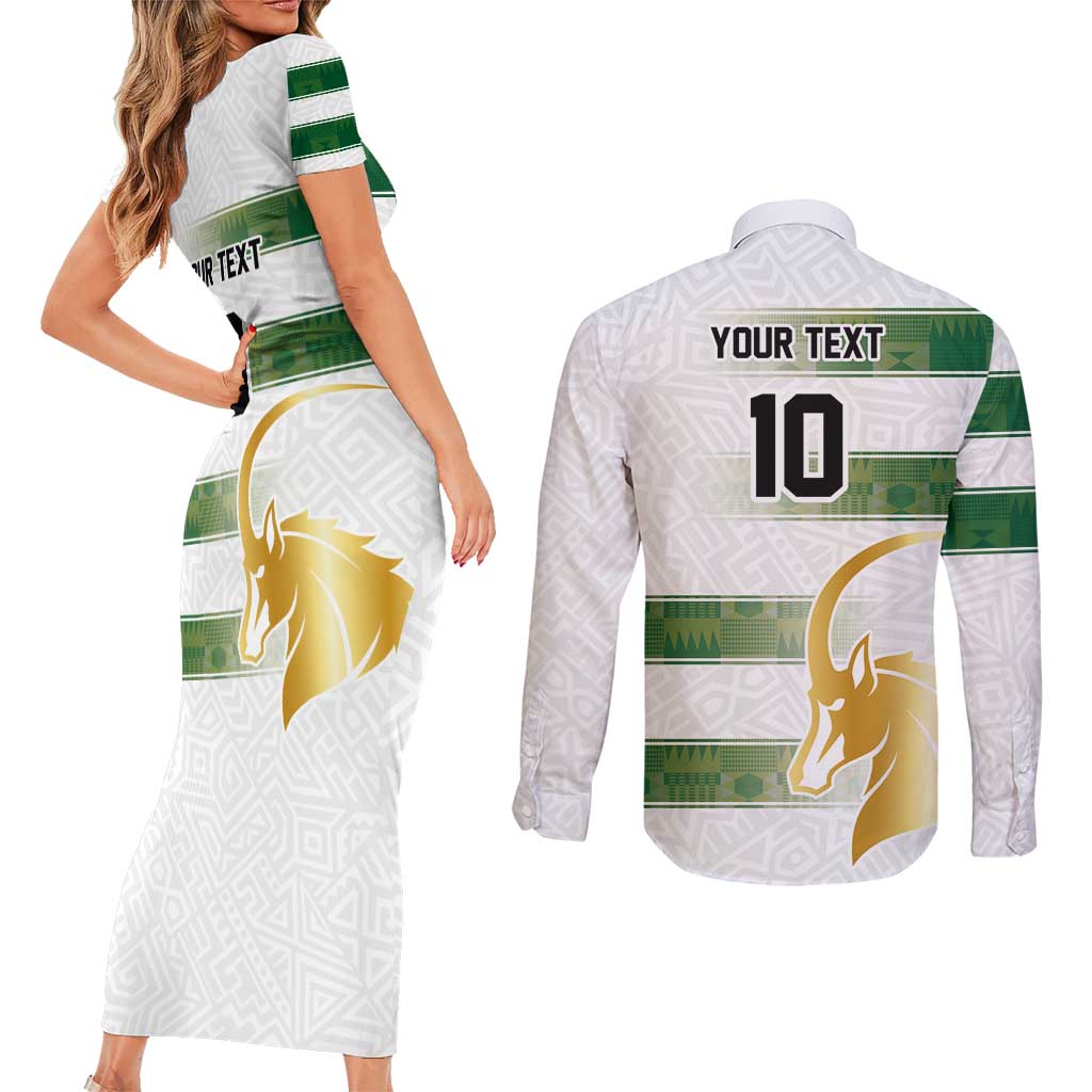 Custom Zimbabwe Rugby The Champions 2025 Couples Matching Short Sleeve Bodycon Dress and Long Sleeve Button Shirt The Gold Sables Version - Wonder Print Shop