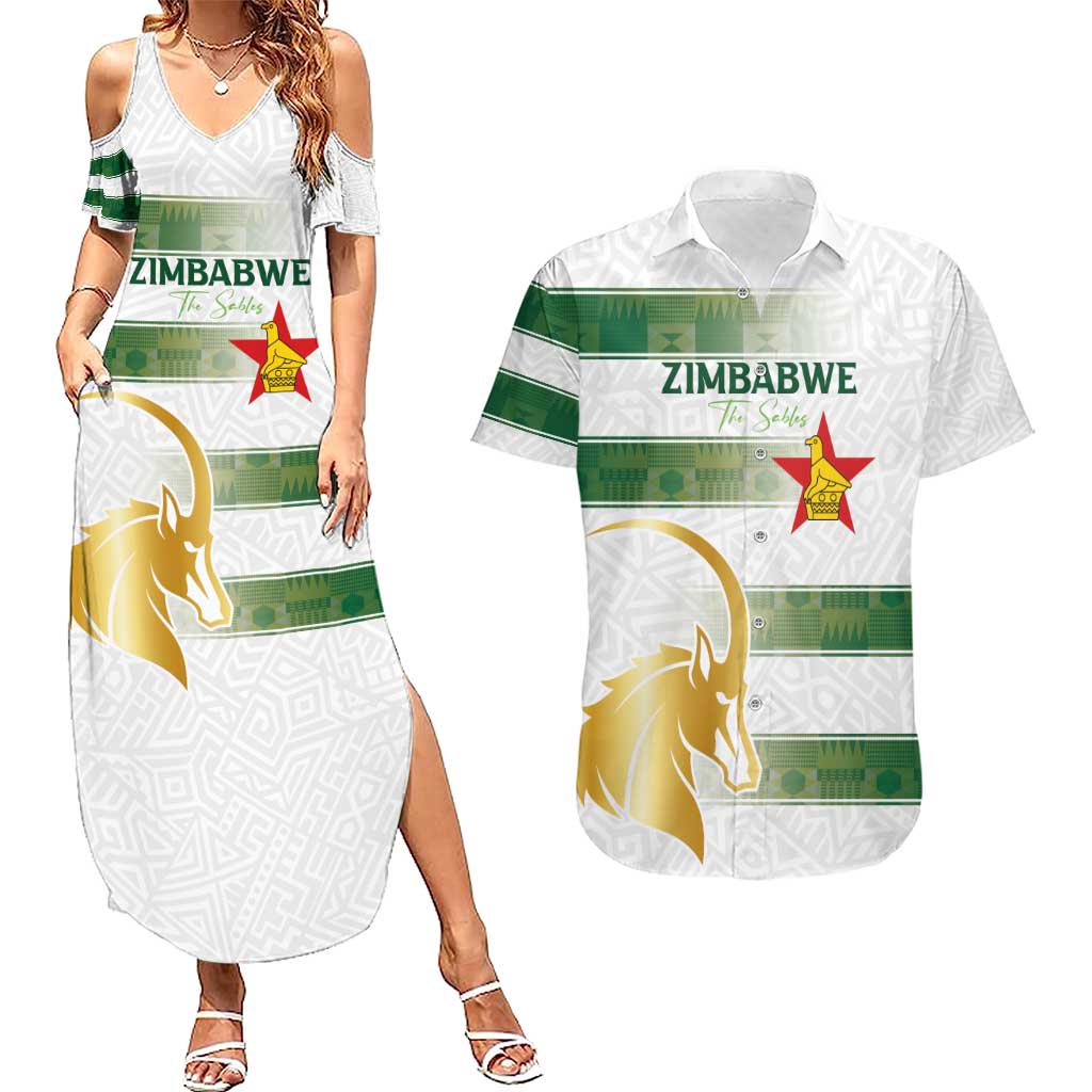 Custom Zimbabwe Rugby The Champions 2025 Couples Matching Summer Maxi Dress and Hawaiian Shirt The Gold Sables Version - Wonder Print Shop