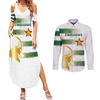 Custom Zimbabwe Rugby The Champions 2025 Couples Matching Summer Maxi Dress and Long Sleeve Button Shirt The Gold Sables Version - Wonder Print Shop