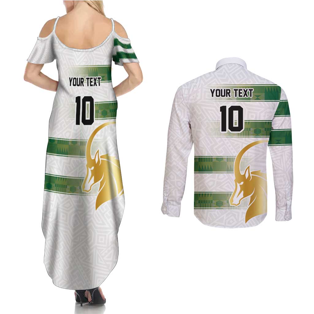 Custom Zimbabwe Rugby The Champions 2025 Couples Matching Summer Maxi Dress and Long Sleeve Button Shirt The Gold Sables Version - Wonder Print Shop