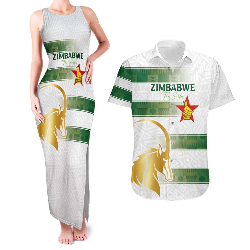 Custom Zimbabwe Rugby The Champions 2025 Couples Matching Tank Maxi Dress and Hawaiian Shirt The Gold Sables Version - Wonder Print Shop