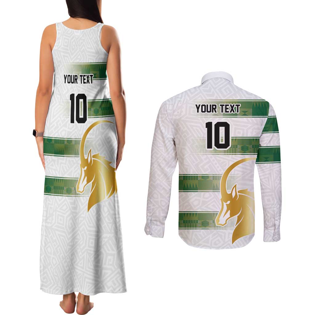 Custom Zimbabwe Rugby The Champions 2025 Couples Matching Tank Maxi Dress and Long Sleeve Button Shirt The Gold Sables Version - Wonder Print Shop