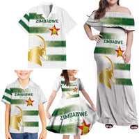 Custom Zimbabwe Rugby The Champions 2025 Family Matching Off Shoulder Maxi Dress and Hawaiian Shirt The Gold Sables Version - Wonder Print Shop