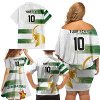 Custom Zimbabwe Rugby The Champions 2025 Family Matching Off Shoulder Short Dress and Hawaiian Shirt The Gold Sables Version - Wonder Print Shop
