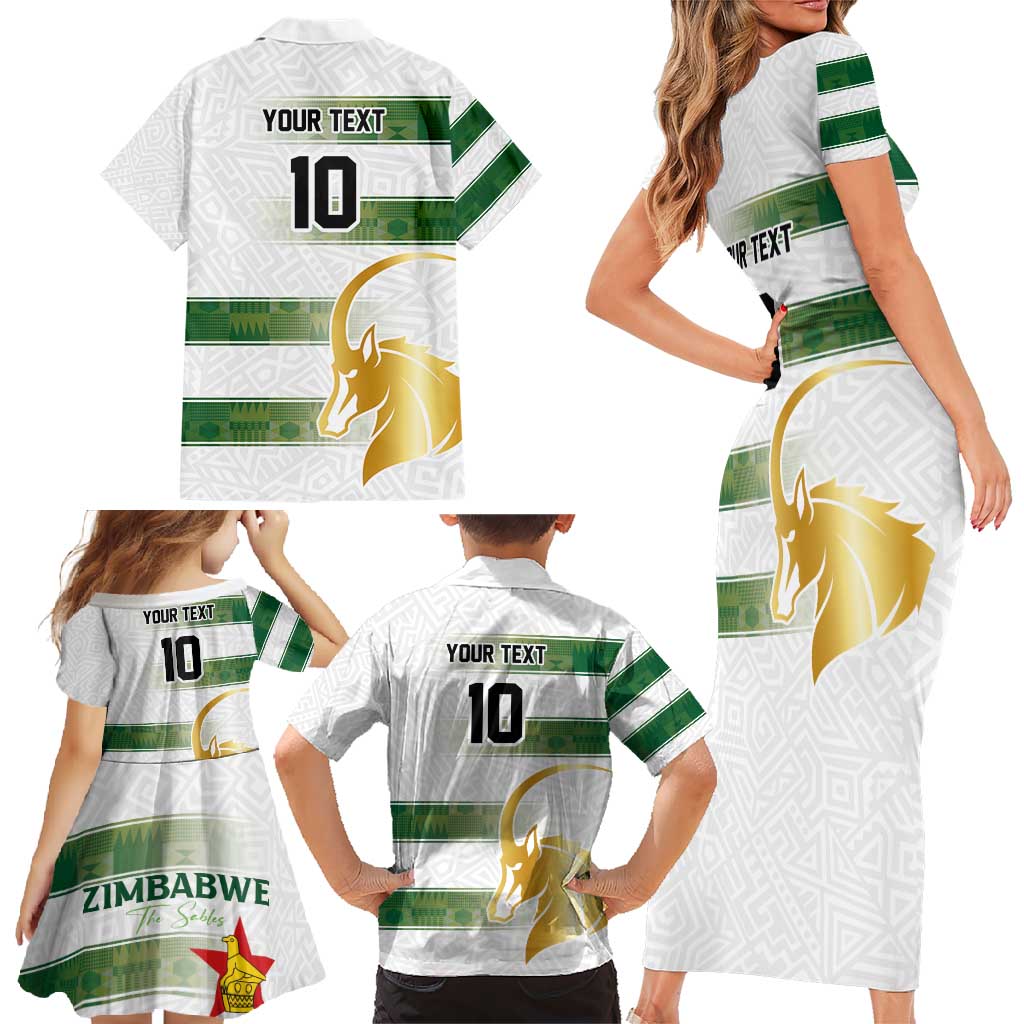 Custom Zimbabwe Rugby The Champions 2025 Family Matching Short Sleeve Bodycon Dress and Hawaiian Shirt The Gold Sables Version - Wonder Print Shop