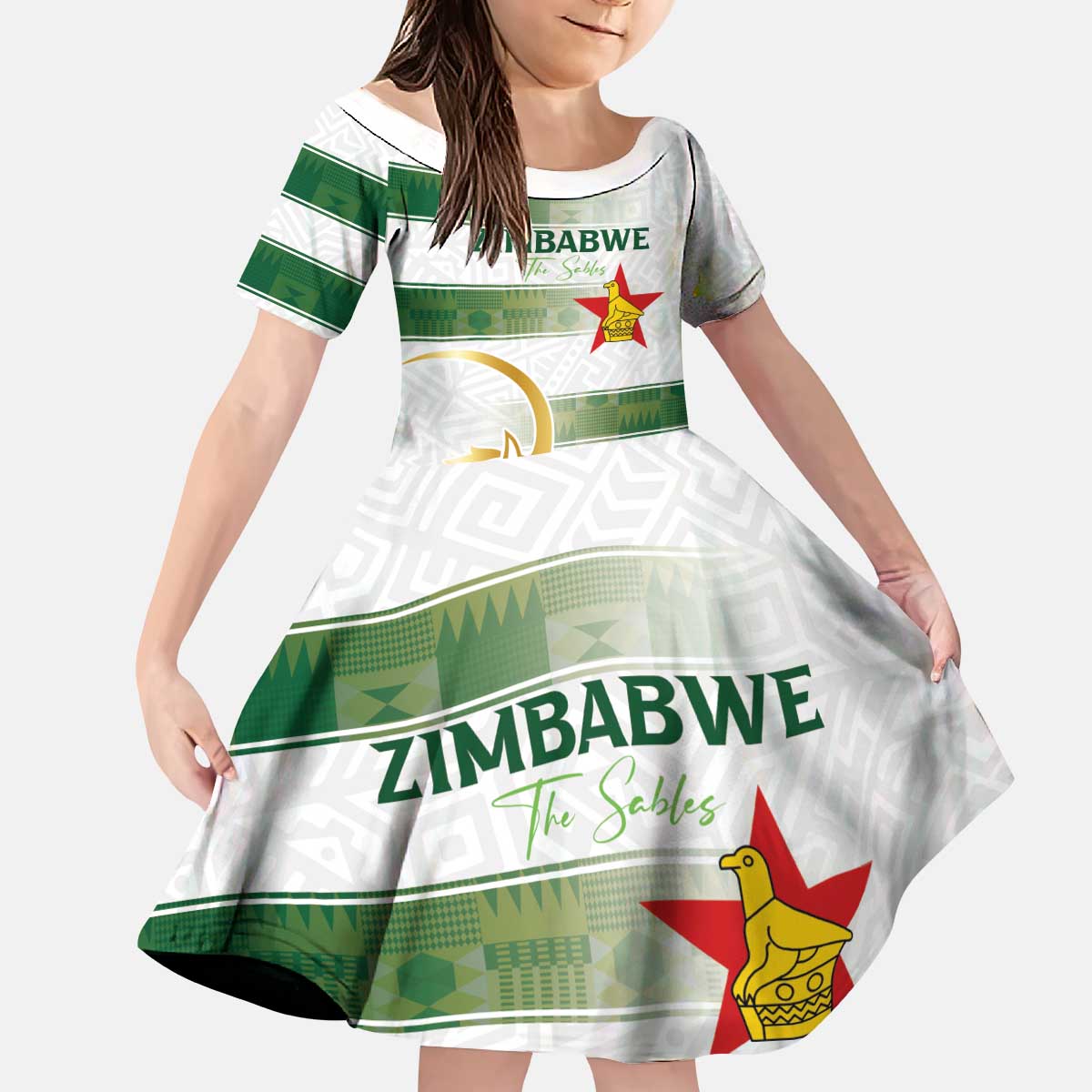 Custom Zimbabwe Rugby The Champions 2025 Kid Short Sleeve Dress The Gold Sables Version - Wonder Print Shop