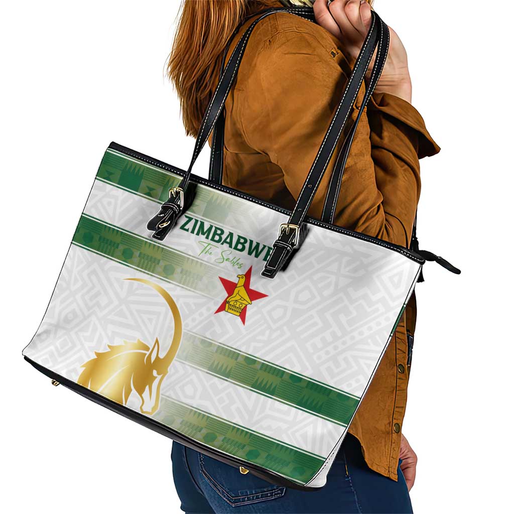 Zimbabwe Rugby The Champions 2025 Leather Tote Bag The Gold Sables Version - Wonder Print Shop
