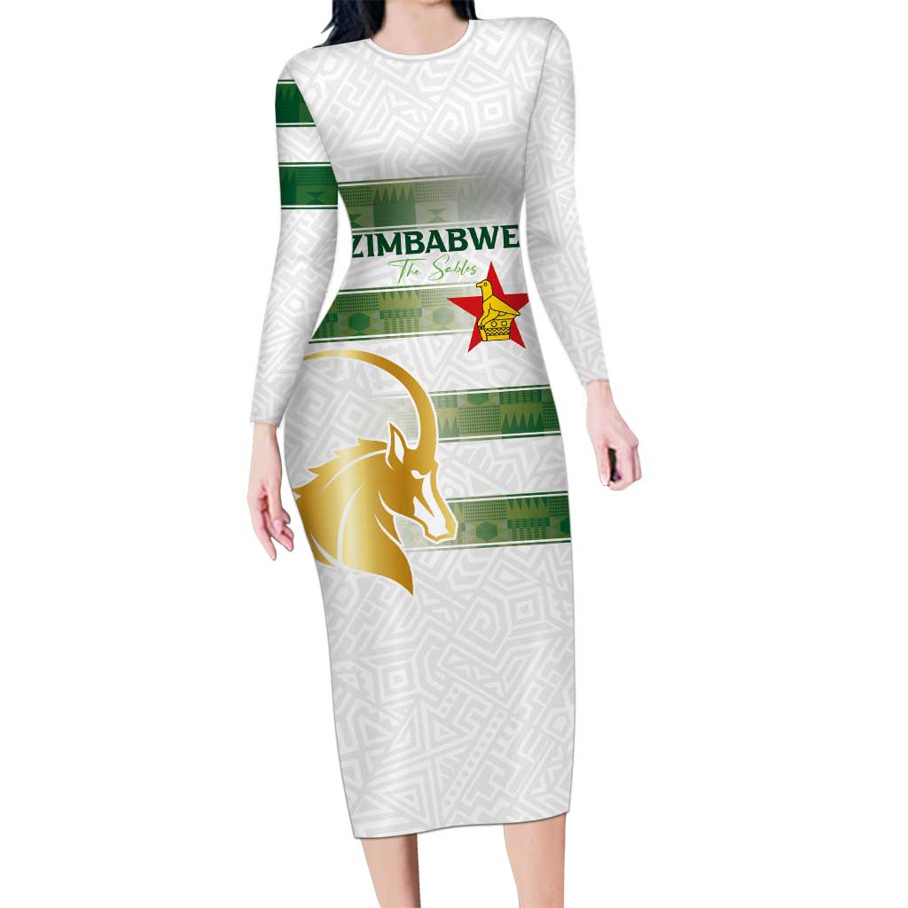 Custom Zimbabwe Rugby The Champions 2025 Long Sleeve Bodycon Dress The Gold Sables Version - Wonder Print Shop