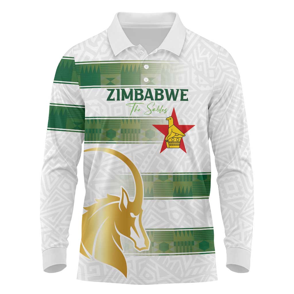 Custom Zimbabwe Rugby The Champions 2025 Long Sleeve Polo Shirt The Gold Sables Version - Wonder Print Shop