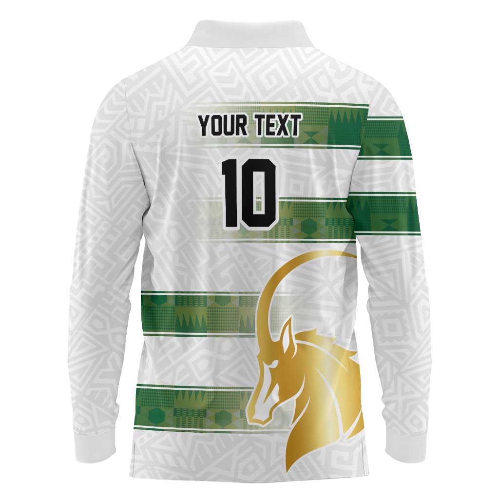 Custom Zimbabwe Rugby The Champions 2025 Long Sleeve Polo Shirt The Gold Sables Version - Wonder Print Shop