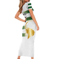 Custom Zimbabwe Rugby The Champions 2025 Short Sleeve Bodycon Dress The Gold Sables Version - Wonder Print Shop
