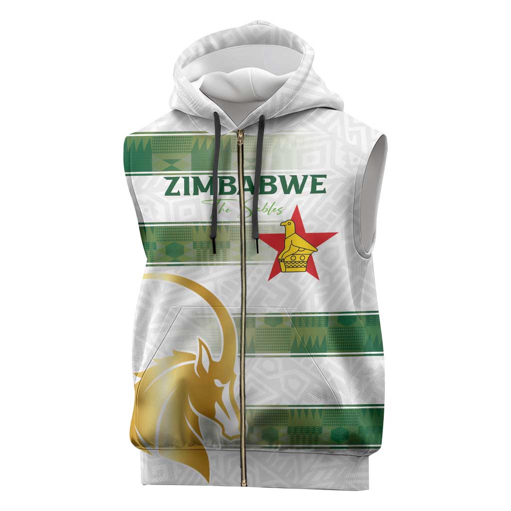 Custom Zimbabwe Rugby The Champions 2025 Sleeveless Zip Hoodie The Gold Sables Version - Wonder Print Shop