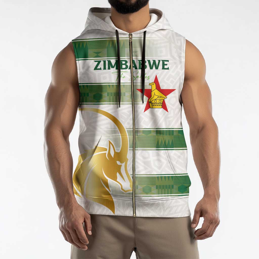 Custom Zimbabwe Rugby The Champions 2025 Sleeveless Zip Hoodie The Gold Sables Version - Wonder Print Shop
