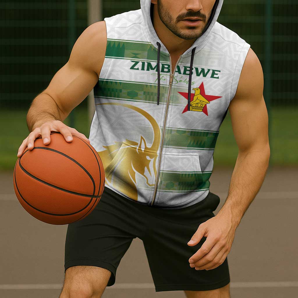 Custom Zimbabwe Rugby The Champions 2025 Sleeveless Zip Hoodie The Gold Sables Version - Wonder Print Shop